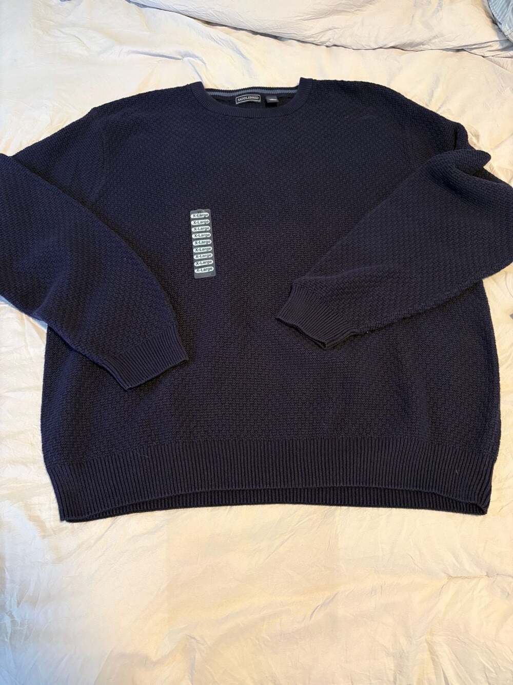 Saddlebred Crewneck Sweater Size XL Navy Textured Knit Pullover